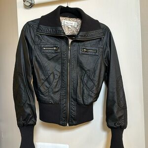 Faux Leatherer Bomber Jacket